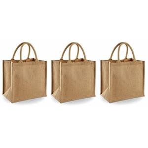 Westford Mill 3x Jute boodschappentassen/shoppers 30 x 30 x 19 cm - Naturel goodiebag/tassen 14 liter