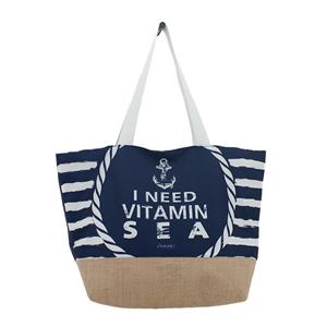 Shoppartners Strandtas I Need Vitamin Sea Marineblauw 37 X 53 Cm trandtassen