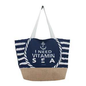 Shoppartners Strandtas I Need Vitamin Sea Marineblauw 37 X 53 Cm trandtassen