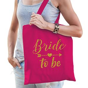 Bellatio 1x Vrijgezellenfeest Bride To Be Tasje Roze/goud Goodiebag Dames - Feest Boodschappentassen