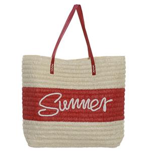 Shoppartners Strandtas Summer Rood/beige 38 X 40 Cm trandtassen