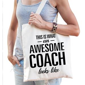 Bellatio Awesome / Geweldige Coach Cadeau Tas Wit Voor Dames En Heren - Feest Boodschappentassen
