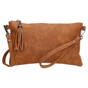 Clutch / Schoudertasje Snake Cognac