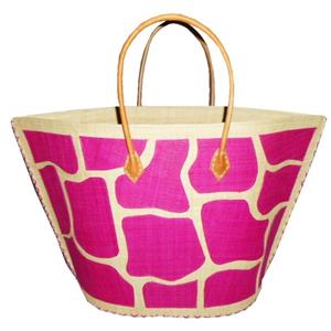 Shoppartners Damestas Strandtas Met Fuchsia/naturel Giraf/dieren Print 51 Cm trandtassen