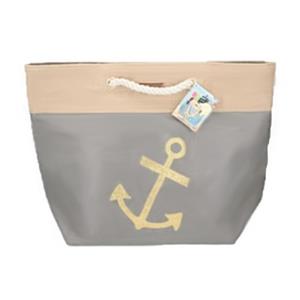 Shoppartners Strandtas Grijs Met Anker 38 X 51 Cm trandtassen