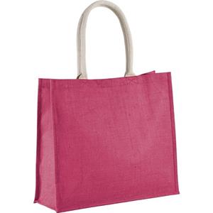 Kimood Jute Fuchsia Roze Shopper/boodschappen Tas 42 Cm - Boodschappentassen