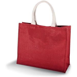 Kimood Jute Rode Shopper/boodschappen Tas 42 Cm - Boodschappentassen