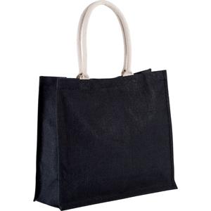 Kimood Jute Zwarte Shopper/boodschappen Tas 42 Cm - Boodschappentassen