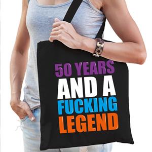 Bellatio 50 Year Legend / 50 Jaar Legende Cadeau Tas Zwart Voor Dames - Feest Boodschappentassen