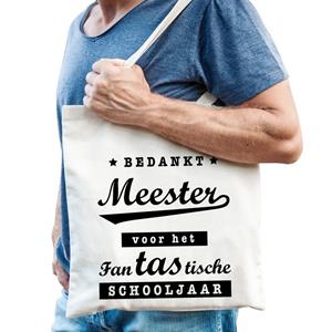 Bellatio Katoenen Cadeau Tasje Bedankt Meester - Feest Boodschappentassen