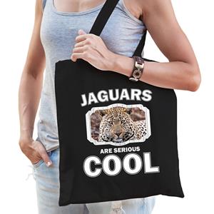 Bellatio Dieren Jaguar Tasje Zwart Volwassenen En Kinderen - Jaguars Are Cool Cadeau Boodschappentasje - Feest Boodschappentassen