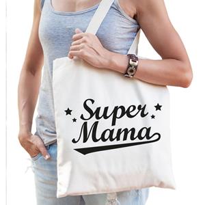 Bellatio Katoenen Cadeau Tasje Super Mama - Feest Boodschappentassen