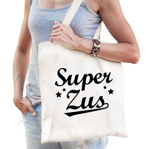 Bellatio Super Zus Katoenen Cadeau Tasje Wit Voor Dames - Feest Boodschappentassen