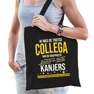 Bellatio Trotse Collega Van De Leukste Kanjers Katoenen Afscheid Cadeau Tas Zwart Voor Dames - Feest Boodschappentassen