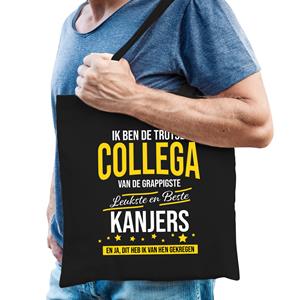 Bellatio Trotse Collega Van De Leukste Kanjers Katoenen Cadeau Tas Zwart Voor Heren - Feest Boodschappentassen