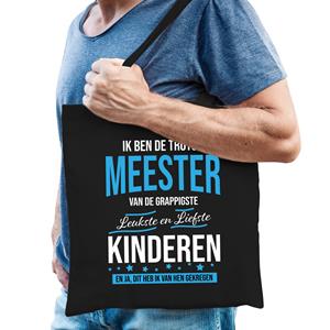 Bellatio Trotse Meester Katoenen Cadeau Tasje Zwart Voor Heren - Feest Boodschappentassen