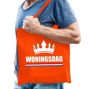 Bellatio Katoenen Tas / Shopper Oranje Woningsdag Heren - Feest Boodschappentassen