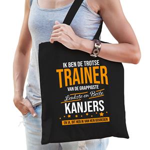 Bellatio Trotse Trainer Van De Beste Kanjers Katoenen Cadeau Tas Zwart Voor Dames - Feest Boodschappentassen