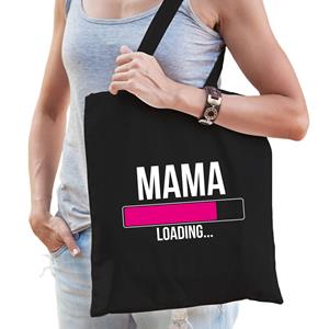 Bellatio Mama Loading Cadeau Katoenen Tas Zwart Voor Dames - Cadeau Aanstaande Mama - Feest Boodschappentassen