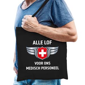 Bellatio Alle Lof Voor Ons Medisch Personeel Tas Zwart Voor Heren - Feest Boodschappentassen