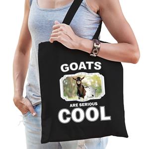Bellatio Katoenen Tasje Goats Are Serious Cool Zwart - Geiten/ Gevlekte Geit Cadeau Tas - Feest Boodschappentassen