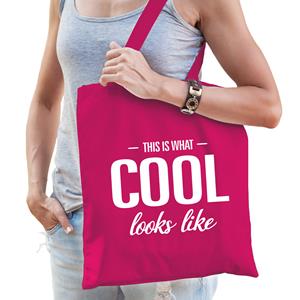 Bellatio This Is What Cool Looks Like Cadeau Tas Roze Voor Dames - Feest Boodschappentassen