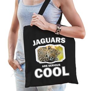 Bellatio Katoenen Tasje Jaguars Are Serious Cool Zwart - Jaguars/ Luipaarden/ Luipaard Cadeau Tas - Feest Boodschappentassen