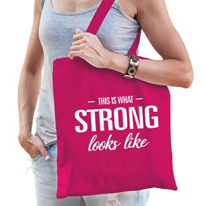 Bellatio This Is What Strong Looks Like Cadeau Tas Roze Voor Dames - Feest Boodschappentassen