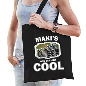 Bellatio Katoenen Tasje Makis Are Serious Cool Zwart aki Apen/ Maki Familie Cadeau Tas - Feest Boodschappentassen