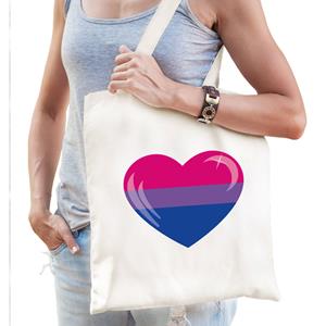 Bellatio Bi / Biseksueel Pride Hart Katoenen Tas Wit - Feest Boodschappentassen