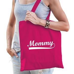Bellatio Mommy Cadeau Katoenen Tas Fuchsia Roze Voor Dames - Cadeau Moederdag - Feest Boodschappentassen
