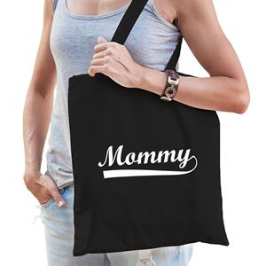 Bellatio Mommy Cadeau Katoenen Tas Zwart Voor Dames - Cadeau Moederdag - Feest Boodschappentassen
