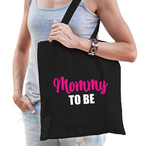 Bellatio Mommy To Be Cadeau Katoenen Tas Zwart Voor Dames - Cadeau Aanstaande Mama - Feest Boodschappentassen