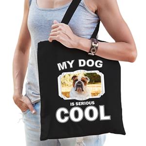 Bellatio Engelse Bulldog Honden Tasje Zwart Volwassenen En Kinderen y Dog Is Cool Kado Boodschappen - Feest Boodschappentassen