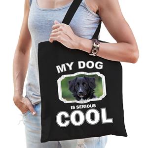 Bellatio Katoenen Tasje My Dog Is Serious Cool Zwart - Friese Stabij Honden Cadeau Tas - Feest Boodschappentassen