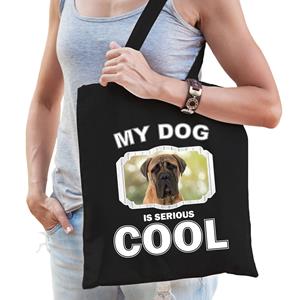Bellatio Katoenen Tasje My Dog Is Serious Cool Zwart astiff Honden Cadeau Tas - Feest Boodschappentassen