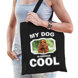 Bellatio Katoenen Tasje My Dog Is Serious Cool Zwart paniel Honden Cadeau Tas - Feest Boodschappentassen