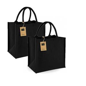 Shoppartners Set Van 2x Stuks Zwarte Jute Strandtassen 30 X 30 X 19 Cm hoppers