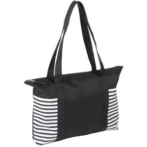 Strandtas/shopper Zwart/wit Met Streepmotief 44 Cm trandtassen