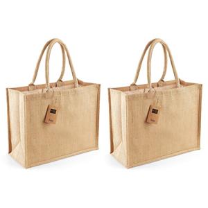 Shoppartners 2x Stuks Jute Strandtassen Met Jute Handvatten 42 X 33 X 19 Cm hoppers