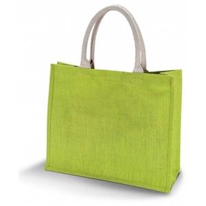 Kimood Jute Lime Groene Shopper/boodschappen Tas 42 Cm - Boodschappentassen