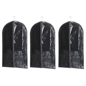Trendoz Set van 3x stuks kleding/beschermhoezen pp zwart 100 cm -