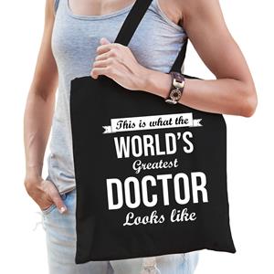 Bellatio Worlds Greatest Doctor Tas Zwart Volwassenen - Werelds Beste Dokter Cadeau Tas - Feest Boodschappentassen