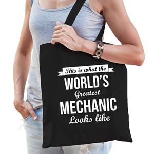 Bellatio Worlds Greatest Mechanic Tas Zwart Volwassenen - Werelds Beste Monteur Cadeau Tas - Feest Boodschappentassen