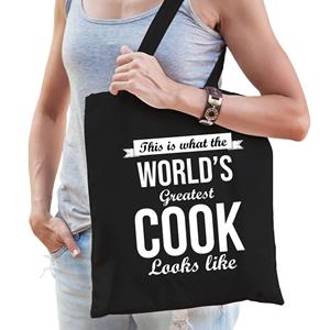 Bellatio Worlds Greatest Cook Tas Zwart Volwassenen - Werelds Beste Kok Cadeau Tas - Feest Boodschappentassen