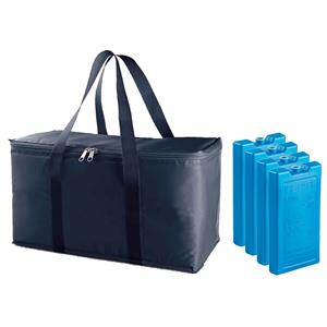 Trendoz Grote koeltas blauw x 22 x 19 cm met 4x stuks koelelementen -