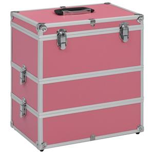 vidaXL Make-up koffer 37x24x40 cm aluminium roze