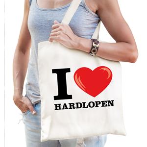 Bellatio Katoenen Tasje I Love Hardlopen Wit Voor Dames En Heren - Feest Boodschappentassen