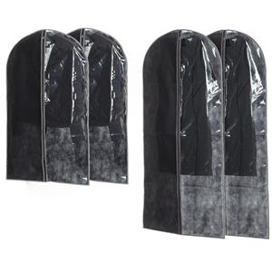 Trendoz Set van 4x stuks kledinghoezen grijs 135/100 cm inclusief kledinghangers -