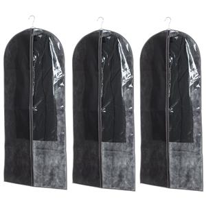 Trendoz Set van 5x stuks kleding/beschermhoezen pp zwart 135 cm inclusief kledinghangers -